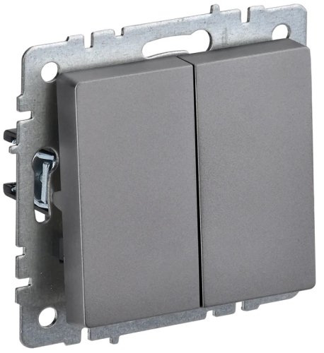 Переключатель без рамки IEK Brite ВС10-2-6-БрС 2-кл. проходной сталь картинка